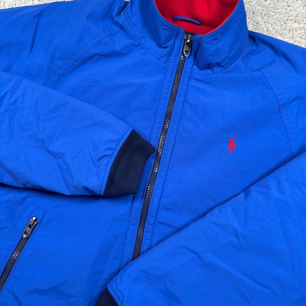 Polo Ralph Lauren Windbreaker Mens XL Blue Fleece Lined Full Zip Jacket
